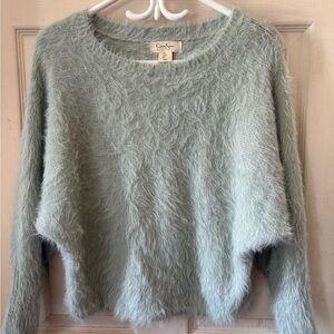 Jessica Simpson Soft Knit Fuzzy Crewneck Sweater - Pale Mint